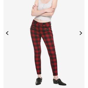 HT Denim Red Plaid HI-RISE Super Skinny Jeans, Hot Topic, NWOT, 3